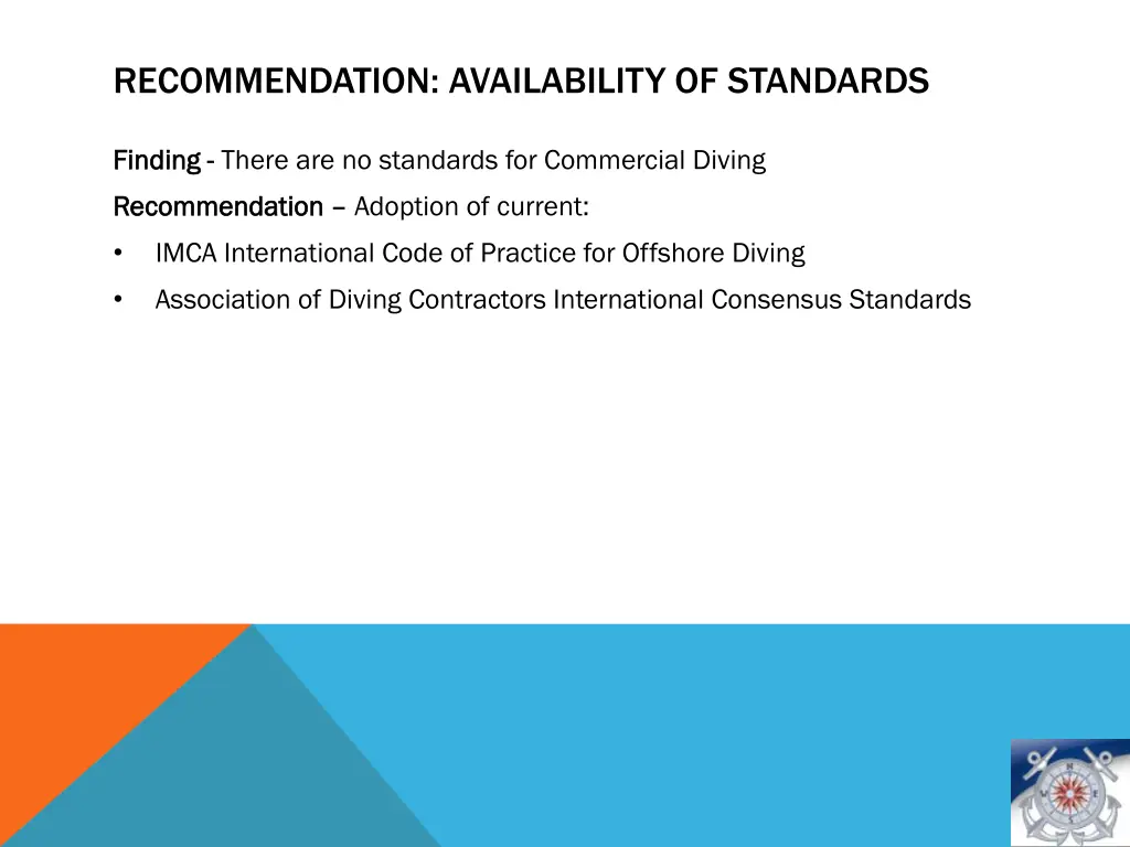 recommendation availability of standards