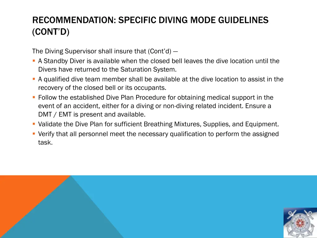 recommendation specific diving mode guidelines 1