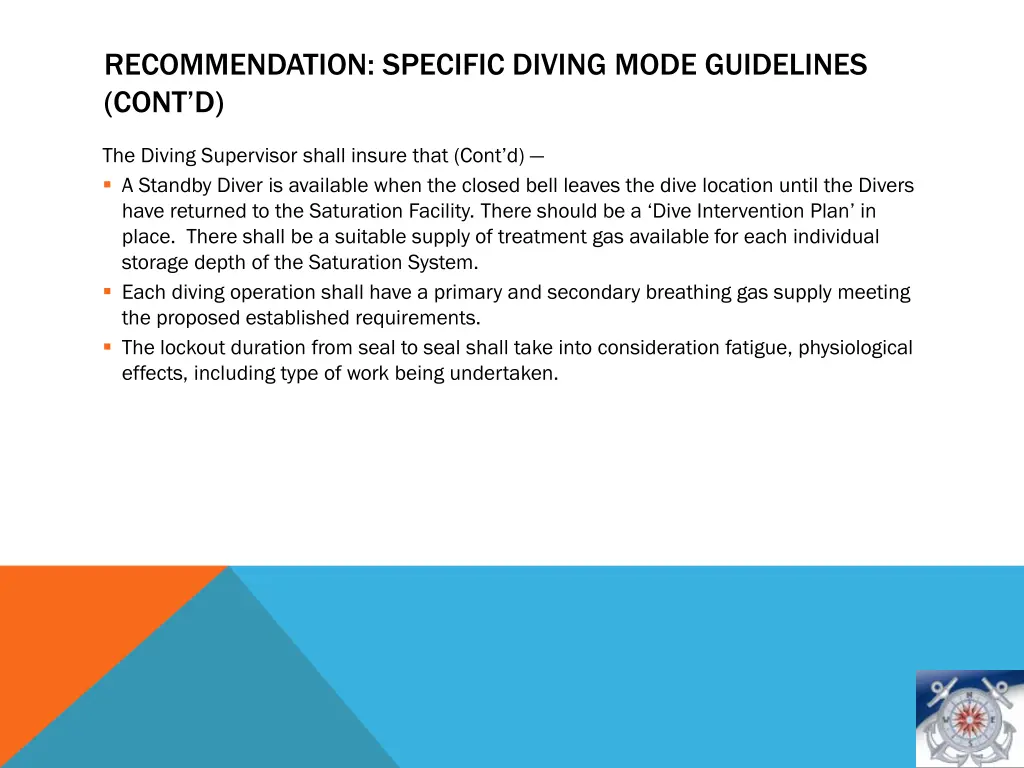 recommendation specific diving mode guidelines 2