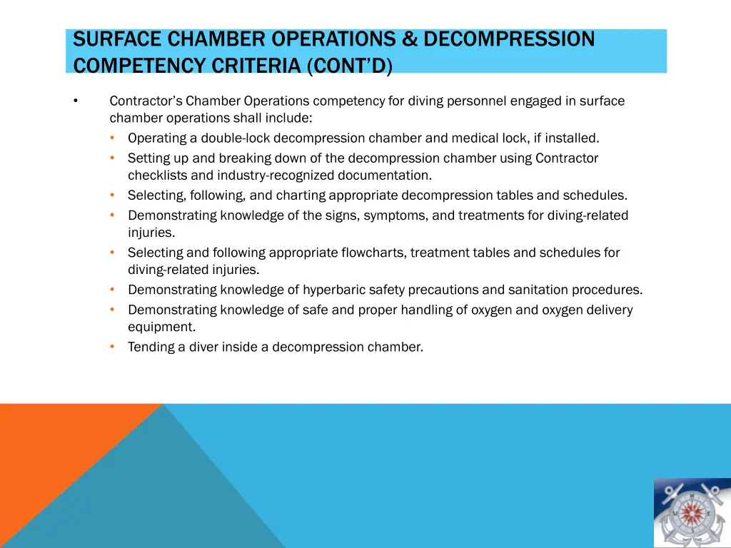 surface chamber operations decompression 1