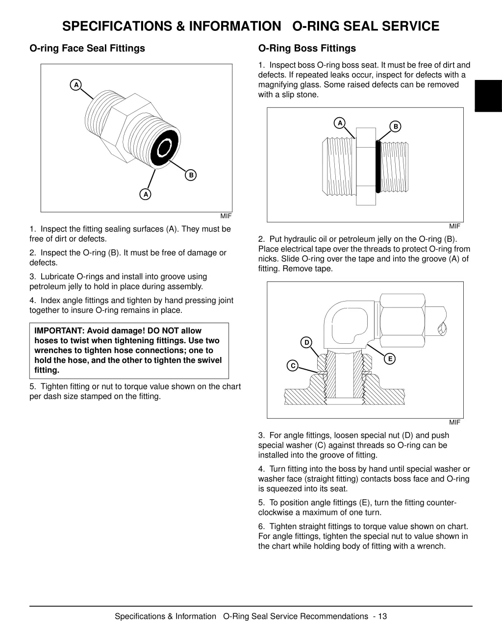 specifications information o ring seal service 2