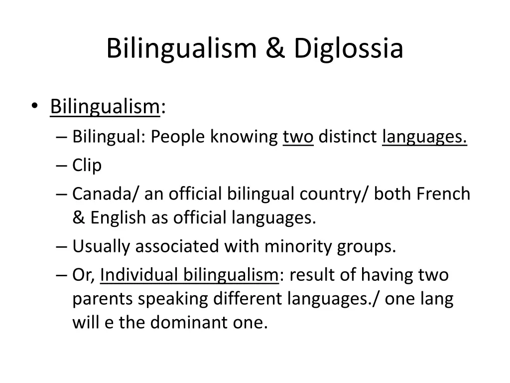 bilingualism diglossia