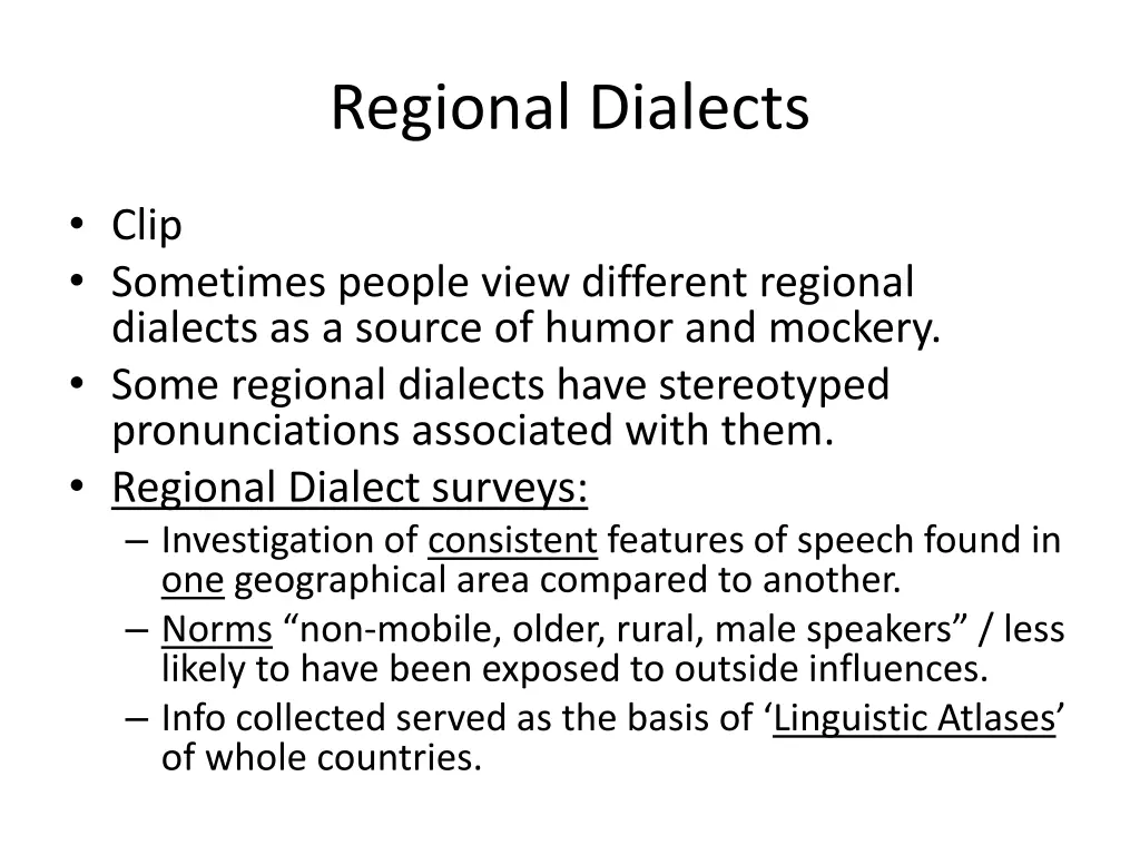 regional dialects