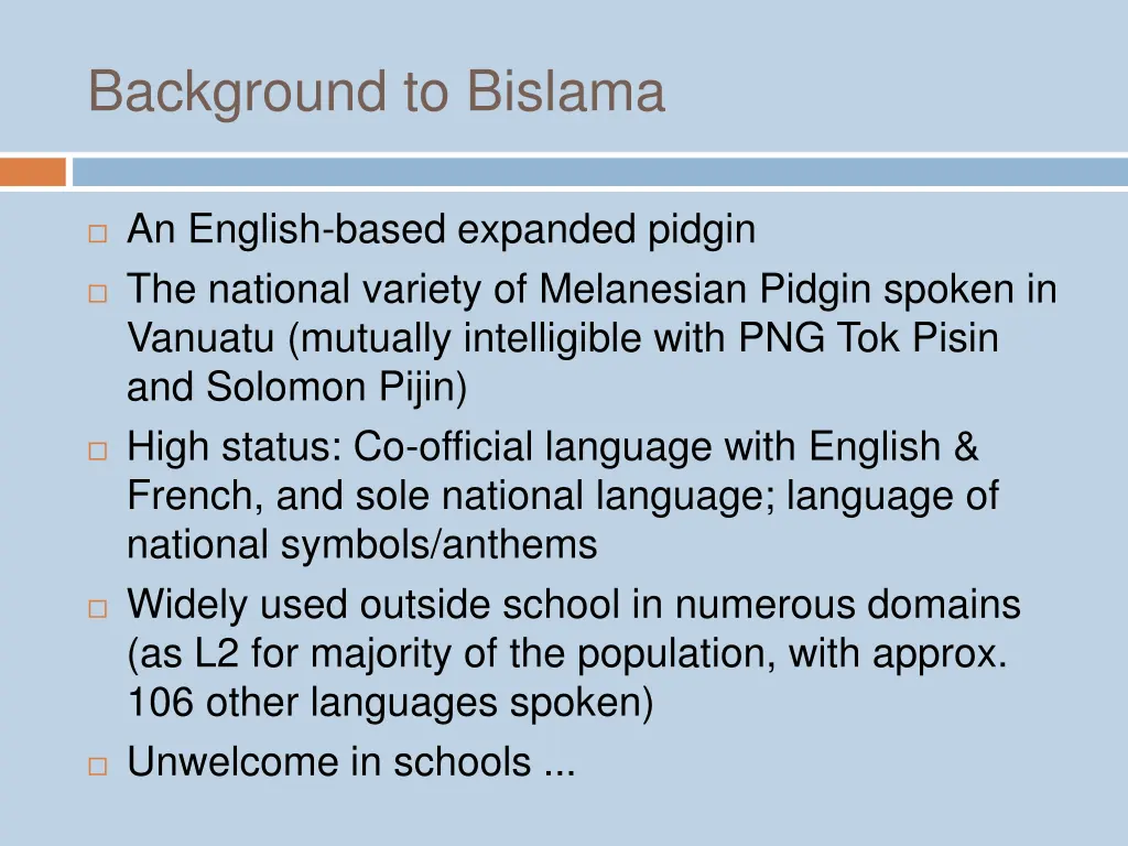 background to bislama