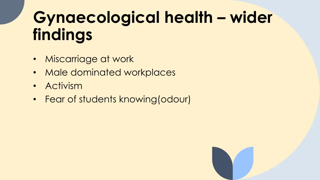 gynaecological health wider findings