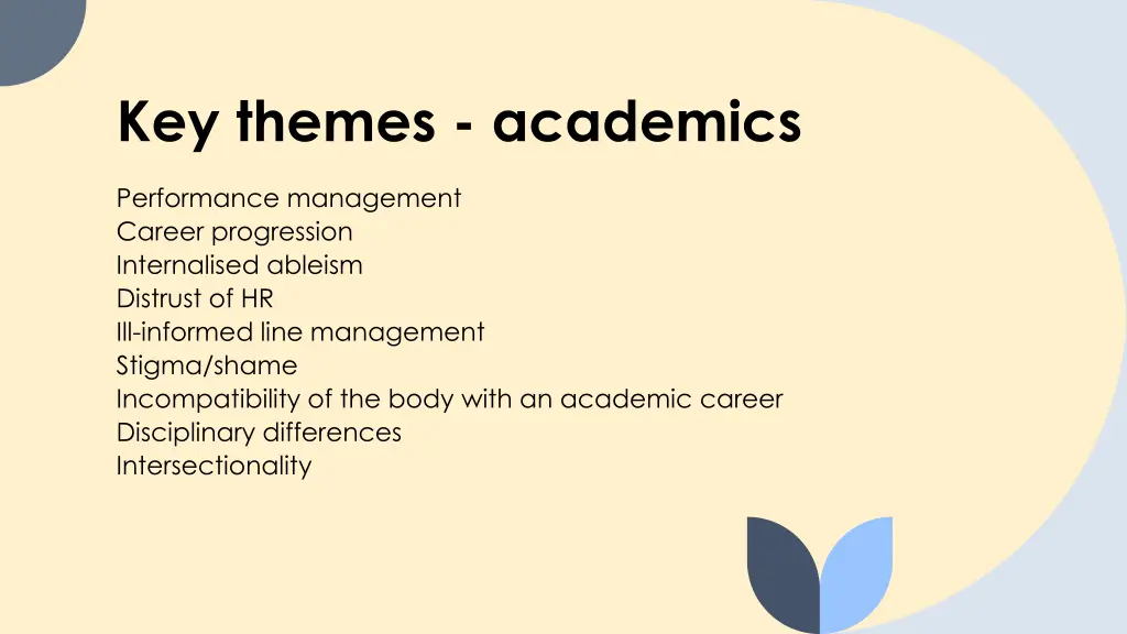 key themes academics