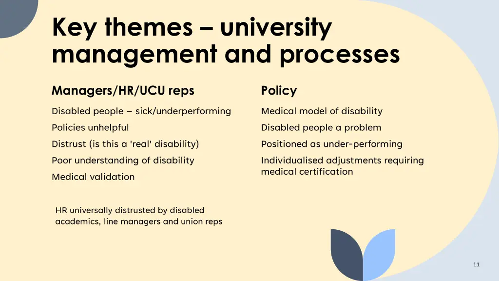 key themes university management and processes