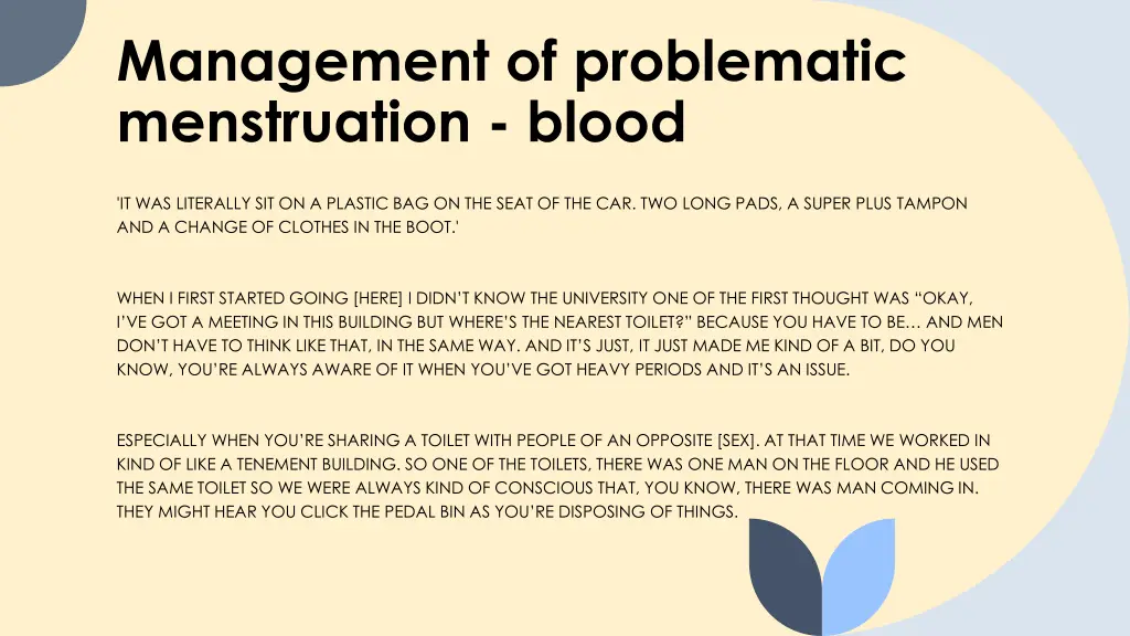 management of problematic menstruation blood