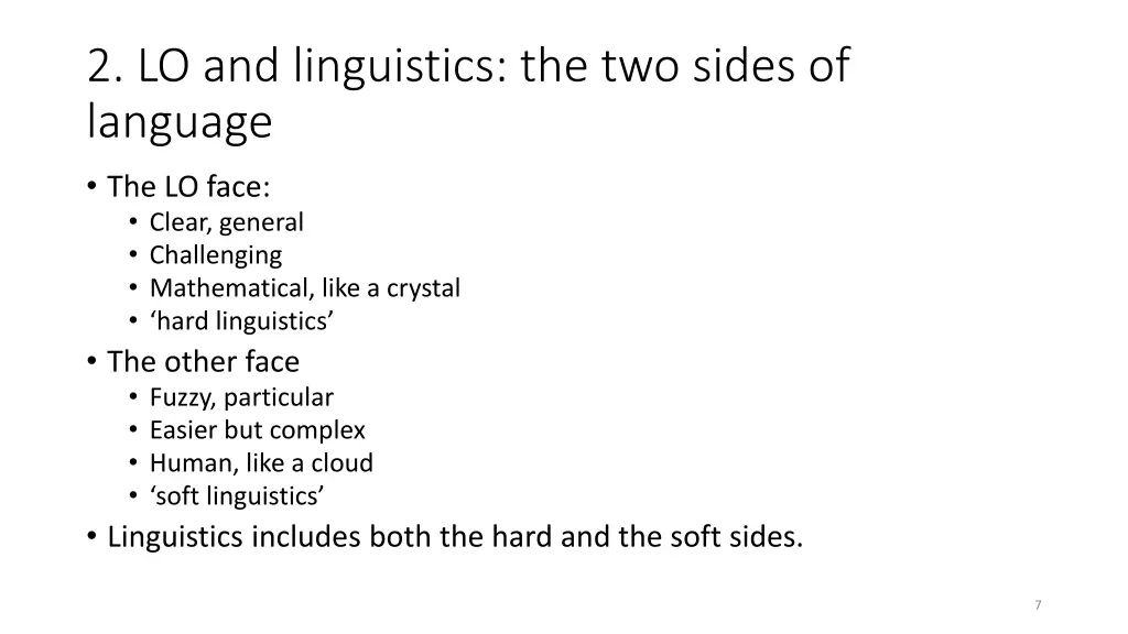 2 lo and linguistics the two sides of language