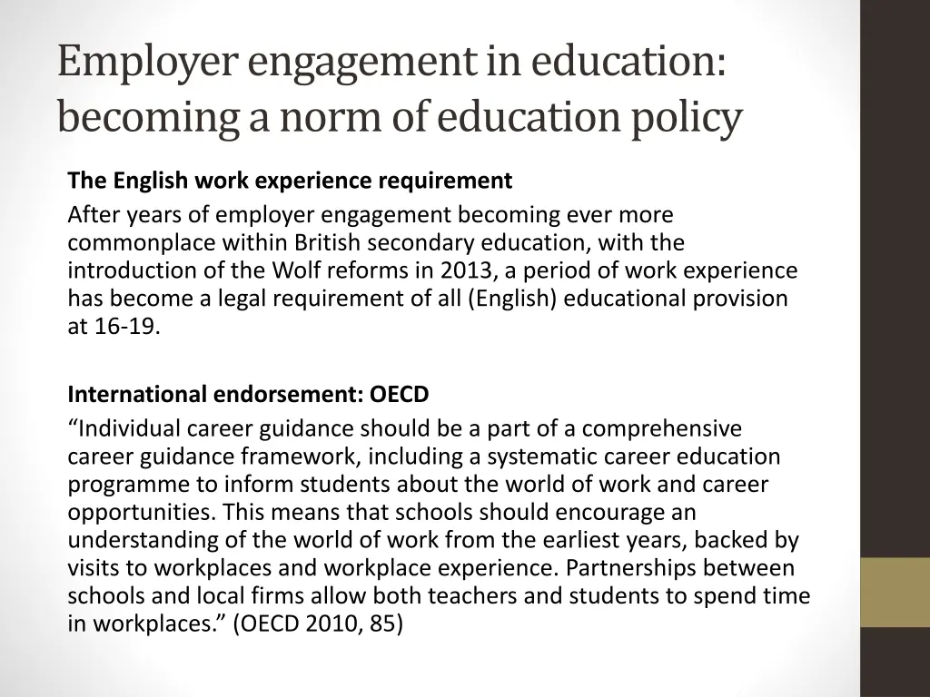 employer engagement in education becoming a norm