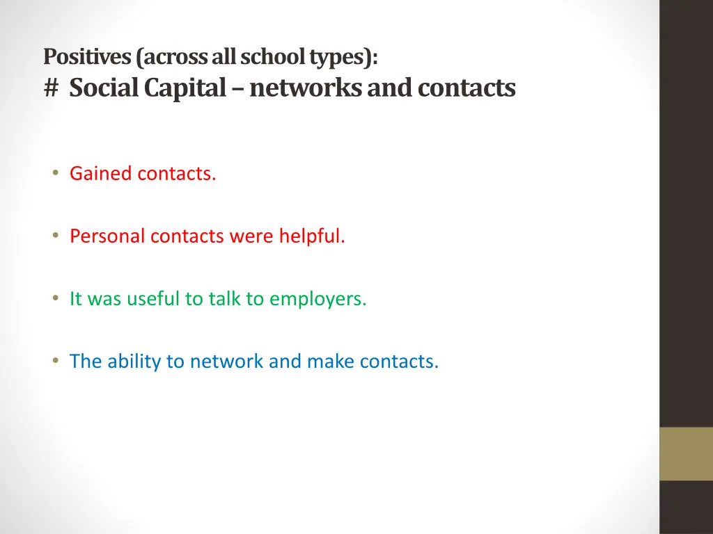 positives across all school types social capital