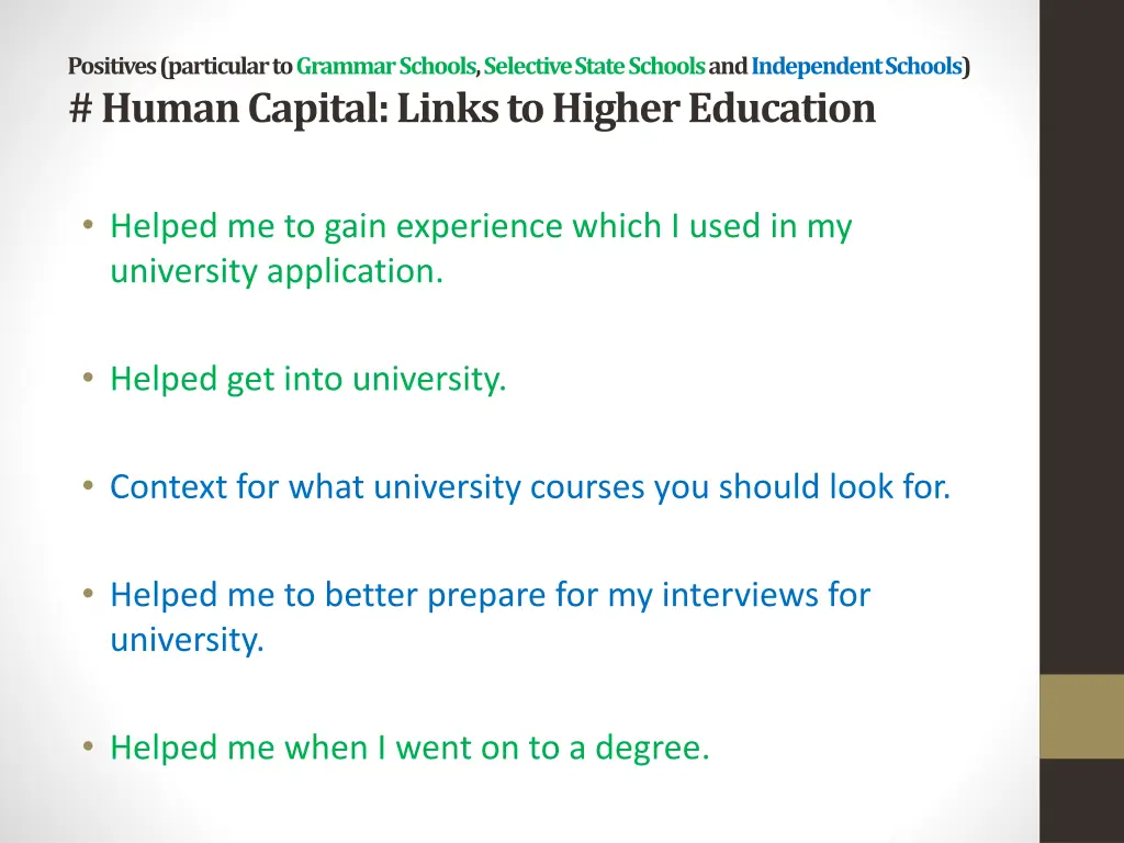 positives particular to grammar schools selective