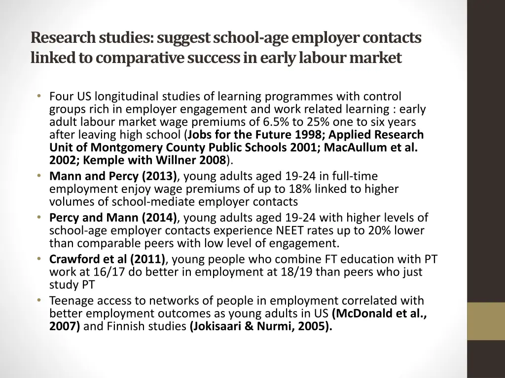 research studies suggest school age employer