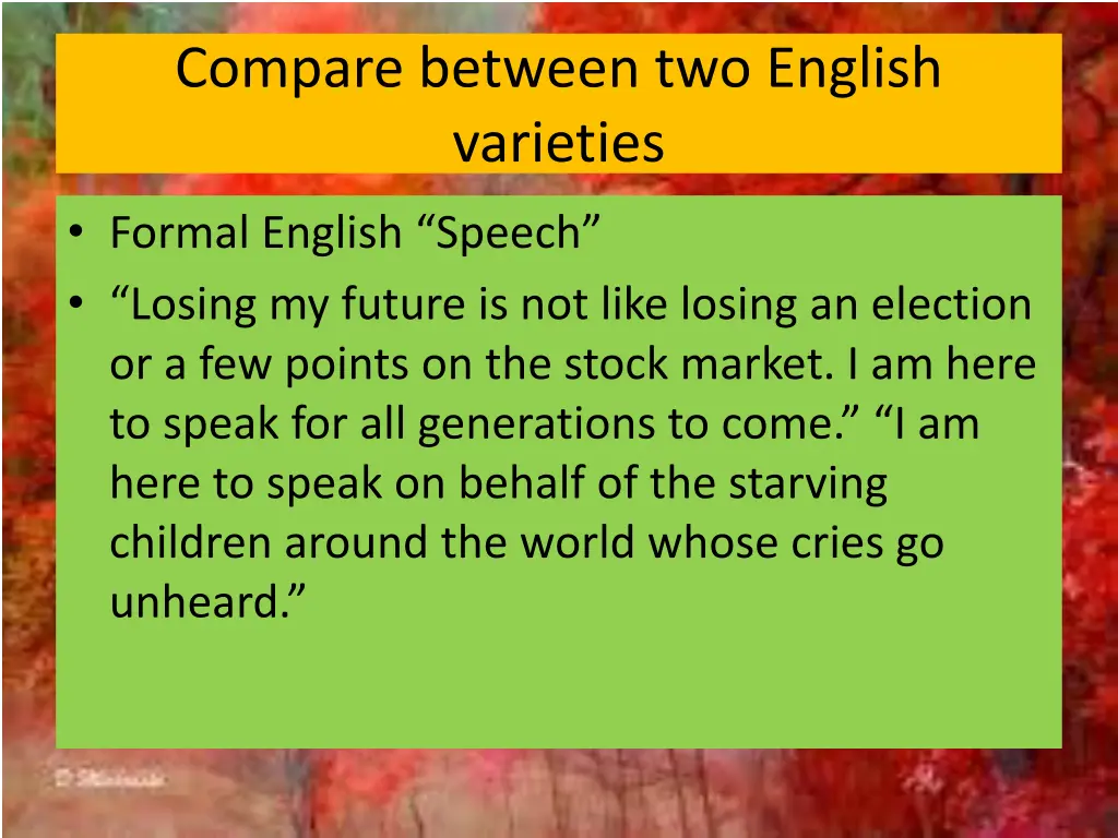 compare between two english varieties