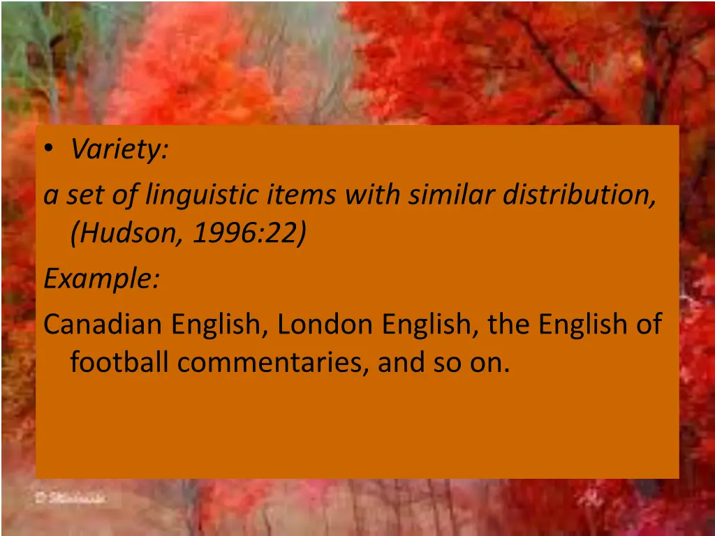 variety a set of linguistic items with similar