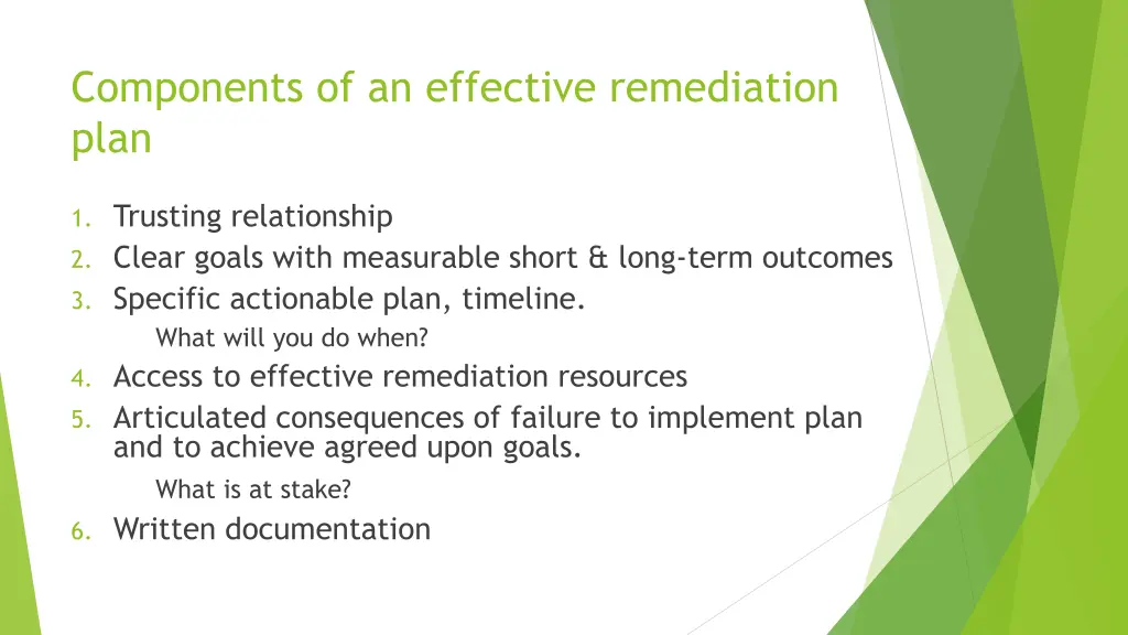 components of an effective remediation plan