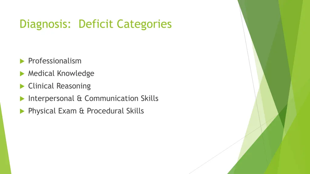 diagnosis deficit categories