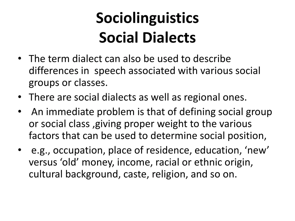 sociolinguistics social dialects