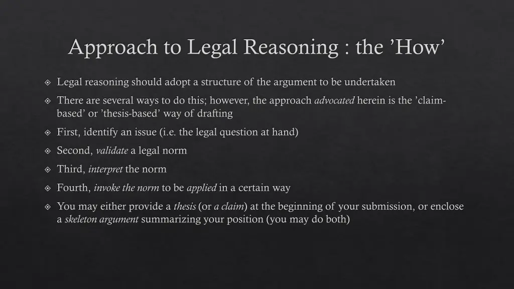 approach to legal reasoning the how 7