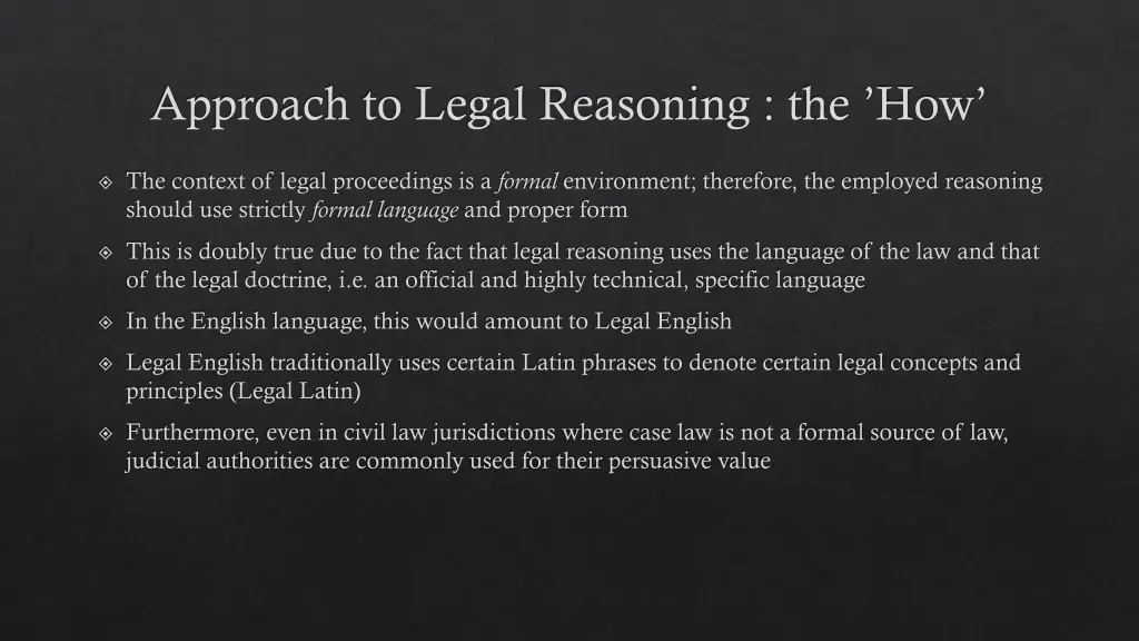 approach to legal reasoning the how