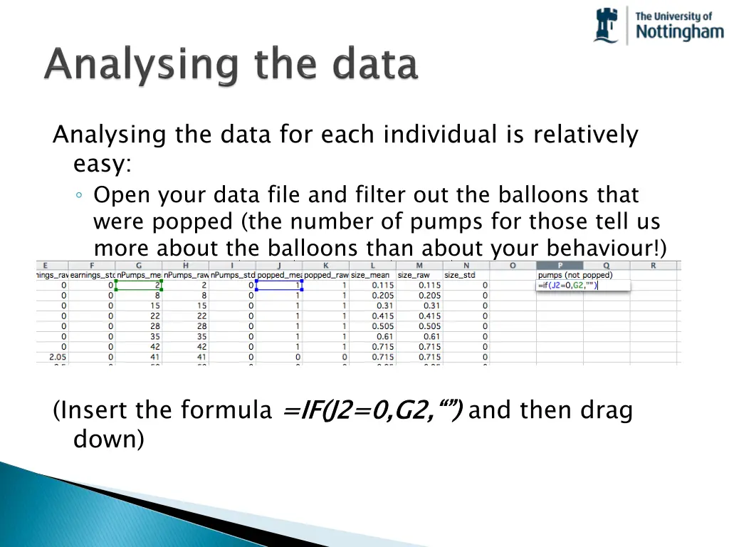 analysing the data for each individual