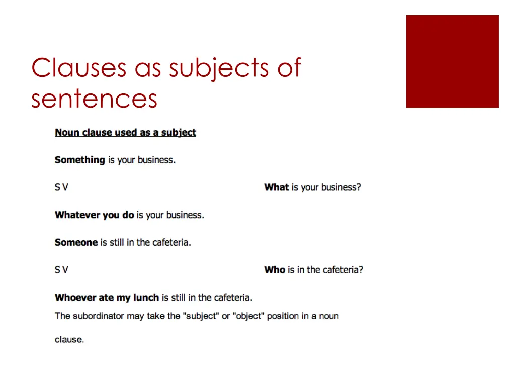 clauses as subjects of sentences 1