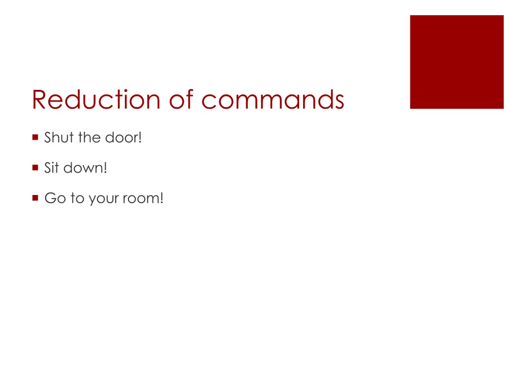 reduction of commands