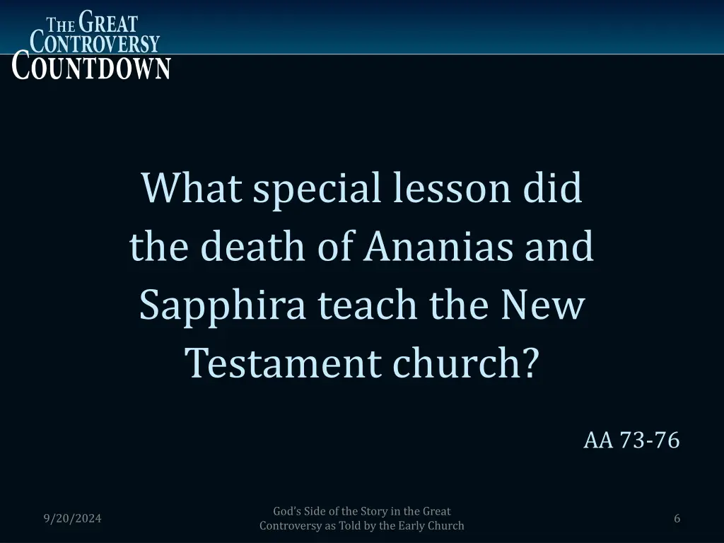 what special lesson did the death of ananias