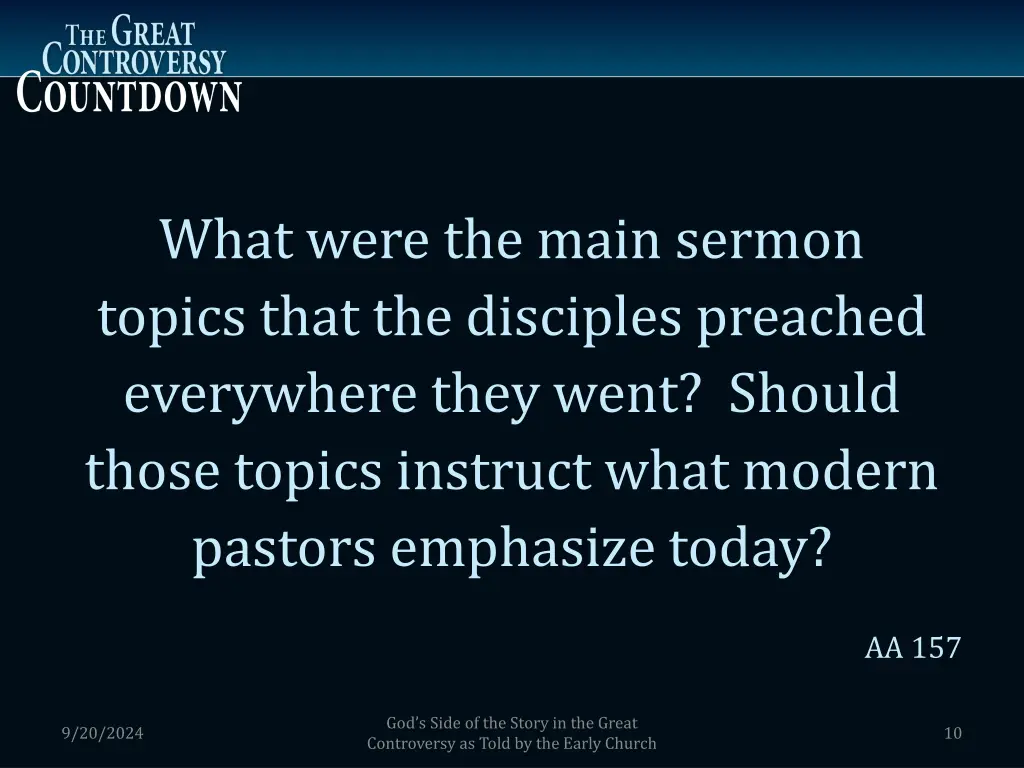 what were the main sermon topics that