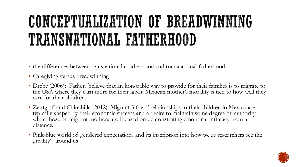 conceptualization of breadwinning transnational