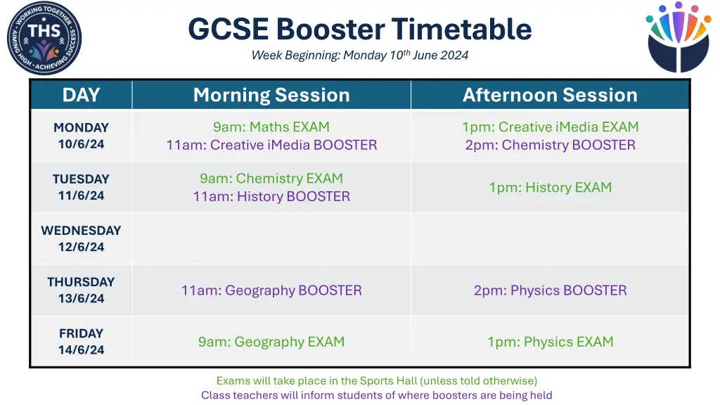 gcse booster timetable week beginning monday 3