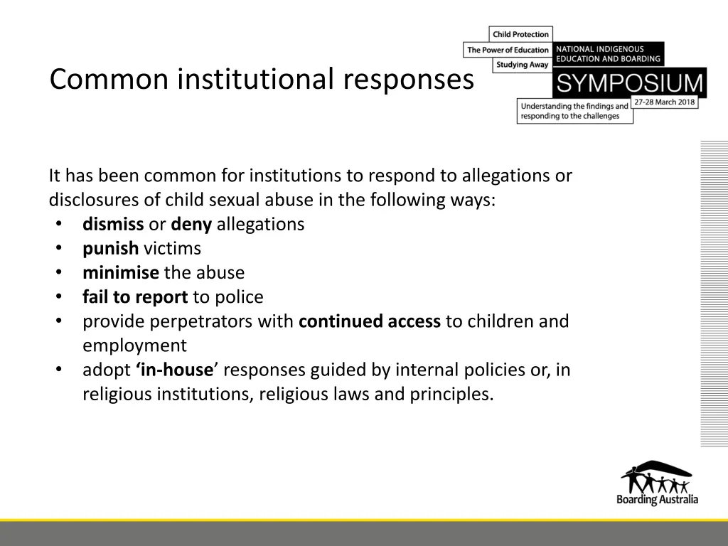 common institutional responses