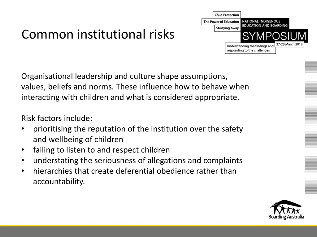 common institutional risks