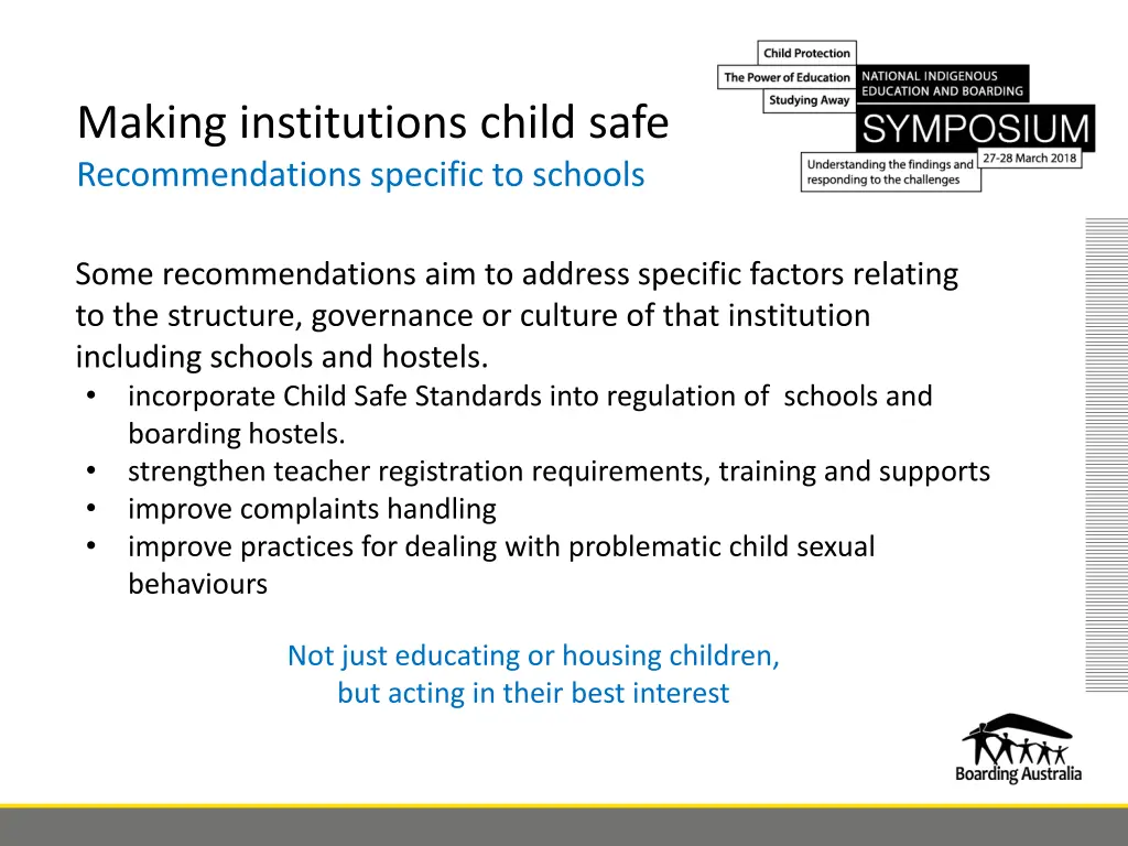 making institutions child safe recommendations 1