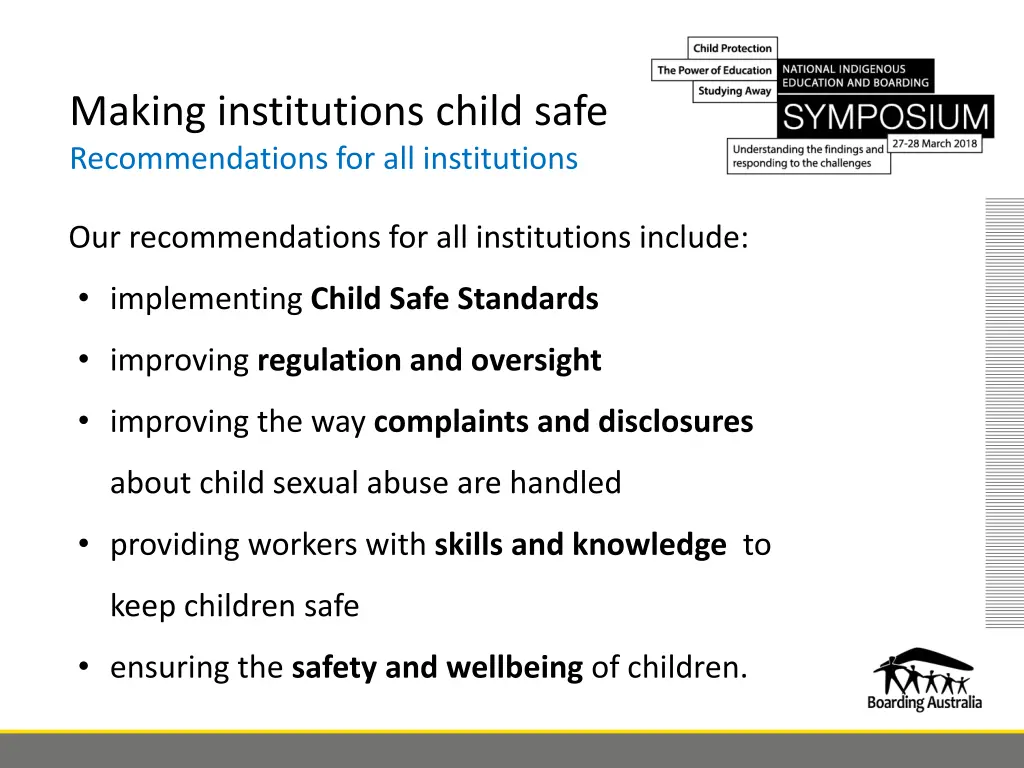 making institutions child safe recommendations