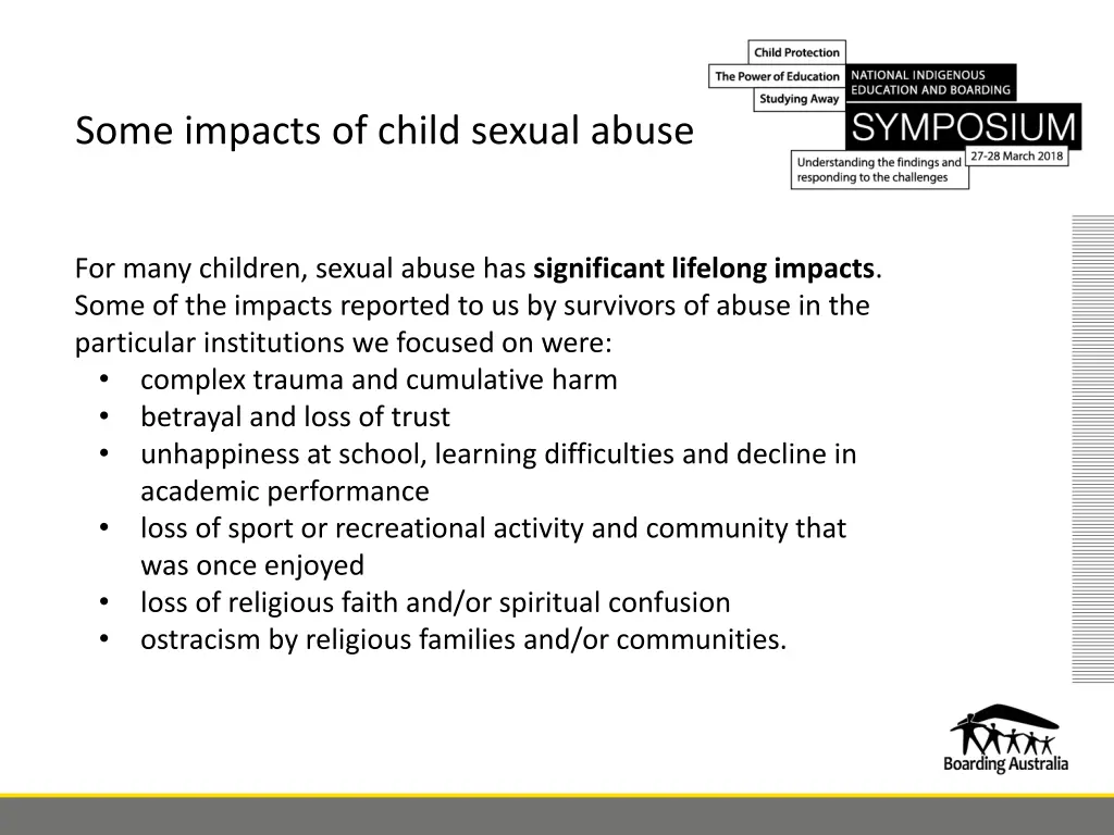 some impacts of child sexual abuse