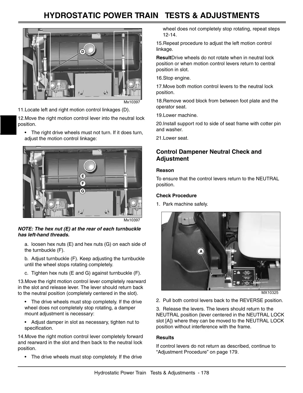 hydrostatic power train tests adjustments 1