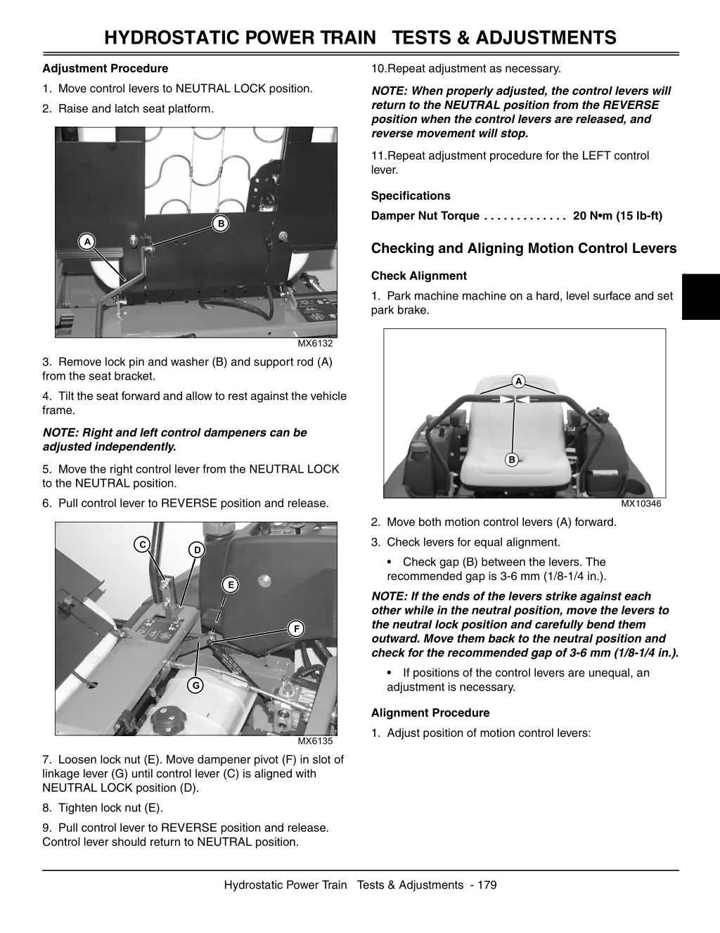 hydrostatic power train tests adjustments 2