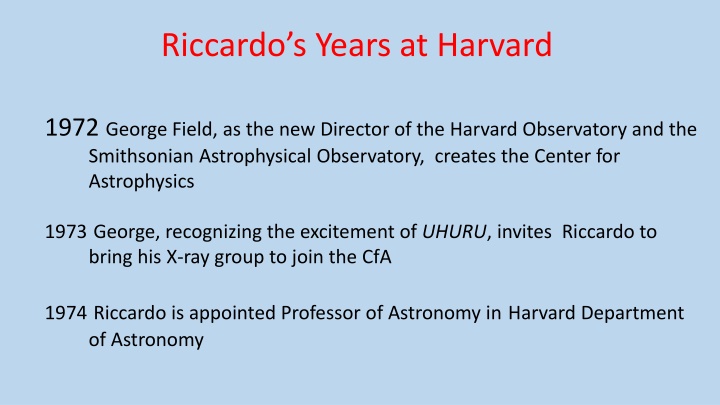 riccardo s years at harvard