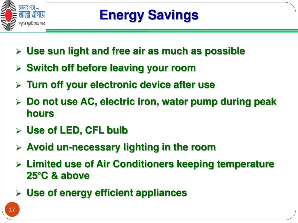 energy savings