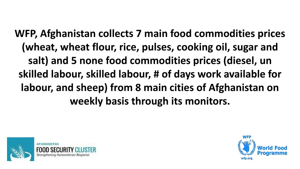 wfp afghanistan collects 7 main food commodities