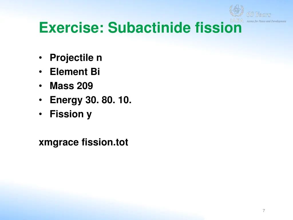 exercise subactinide fission