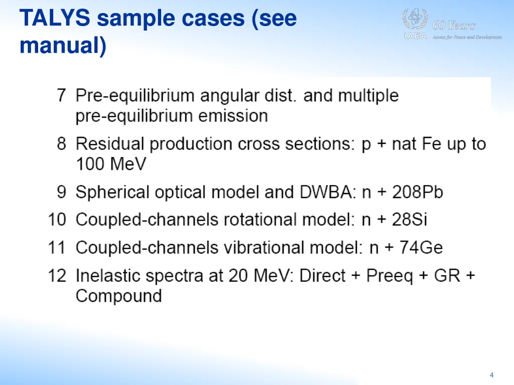 talys sample cases see manual 1