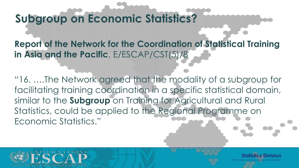 subgroup on economic statistics