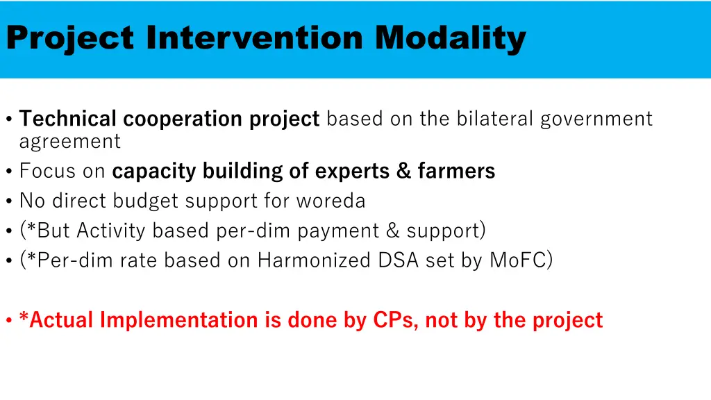 project intervention modality