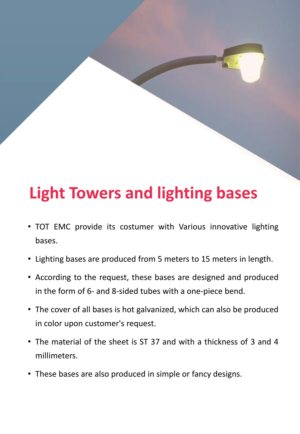 light towers and lighting bases