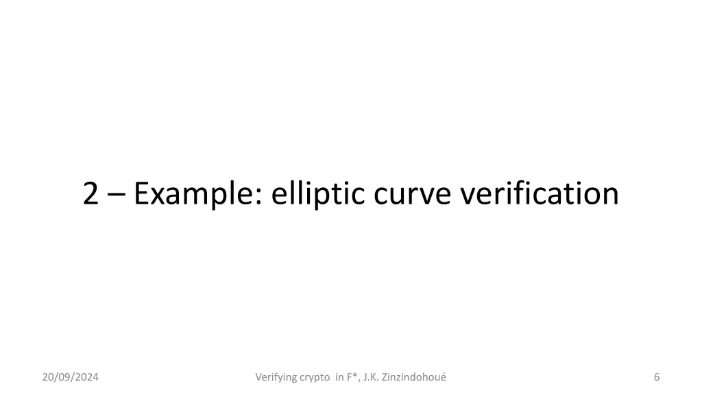 2 example elliptic curve verification