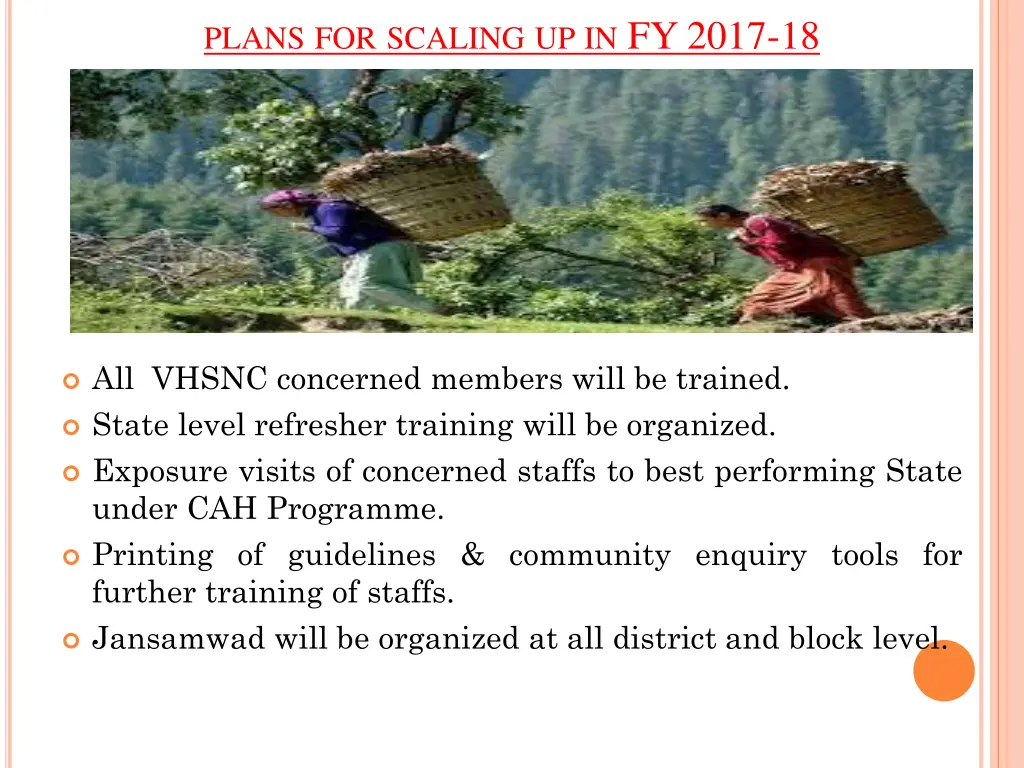 plans for scaling up in fy 2017 18