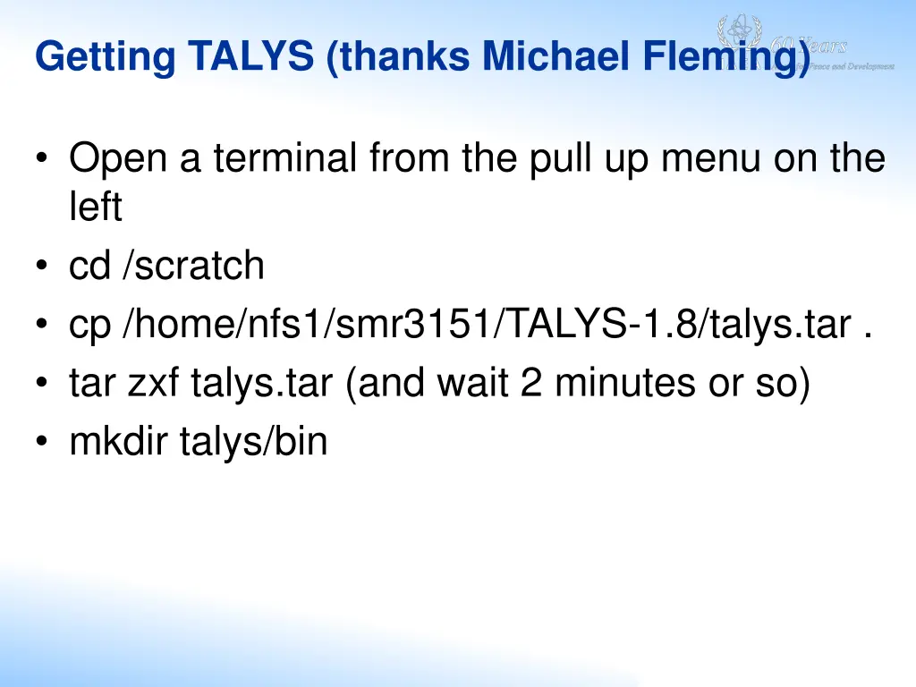 getting talys thanks michael fleming