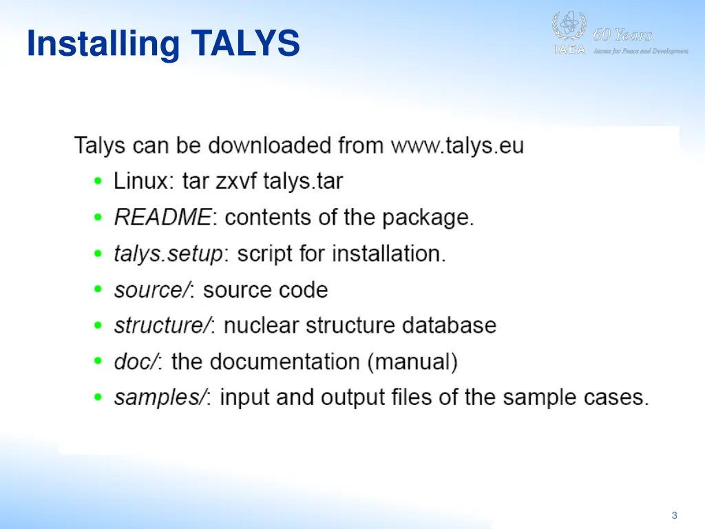 installing talys